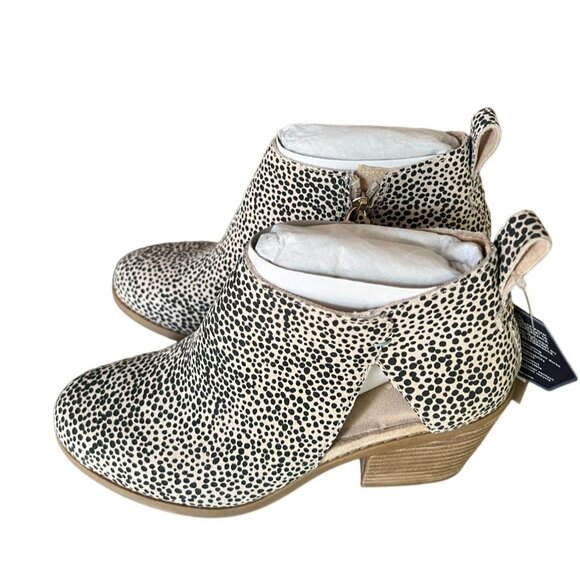 TOMS Women's Lea Macadamia Mini Cheetah Printed Suede Booties Boots Size 6 - Picture 1 of 10